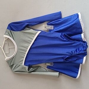 Girls youth size 4 blue gray dance outfit long sleeve bodysuit & skirt MC OS62